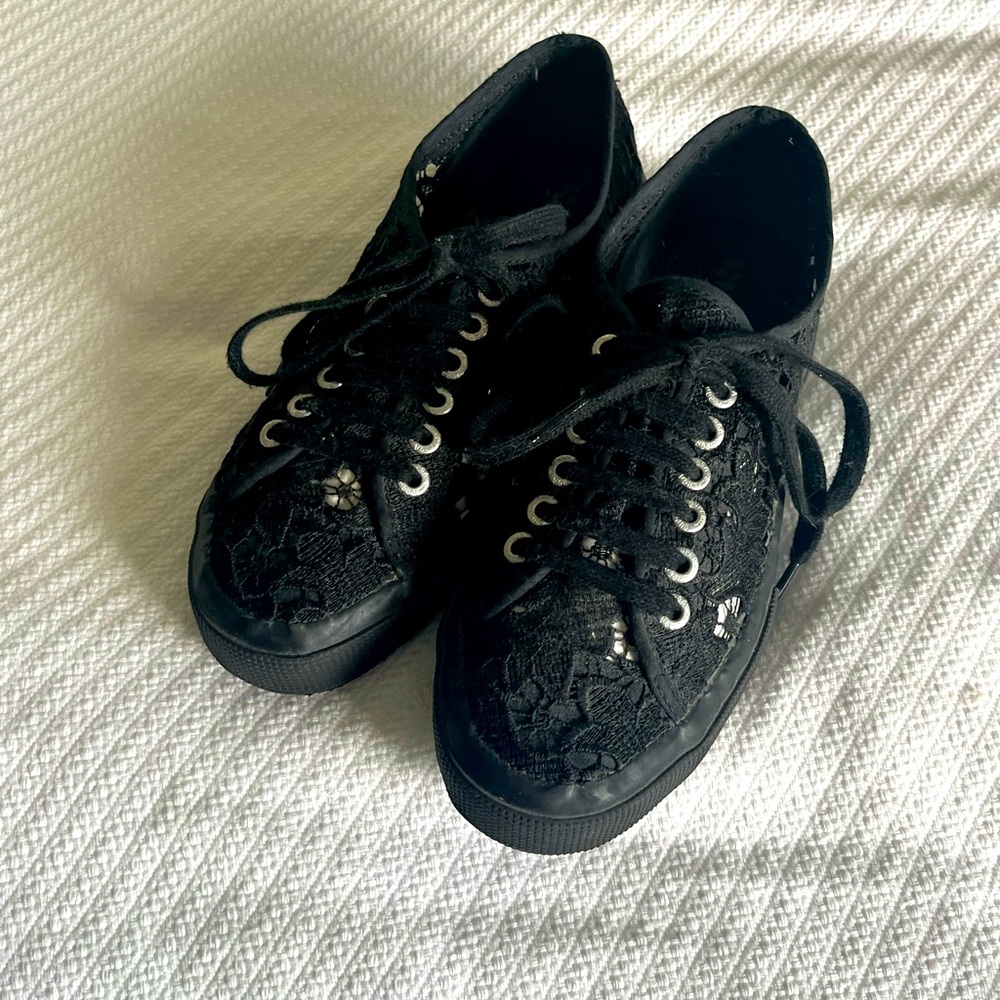 Superman black lace sneaker.